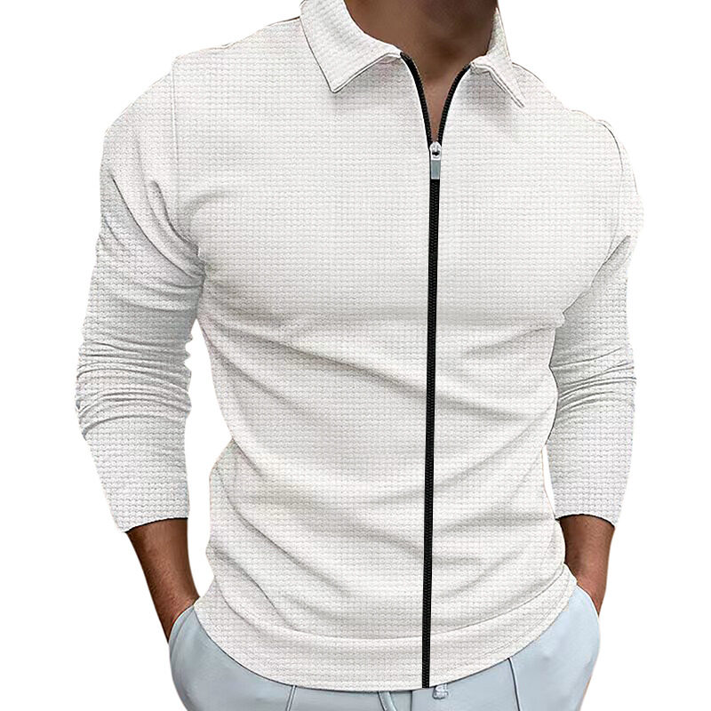 Men's Clothing Waffle Style Zipped Lapel Jacket Outdoor