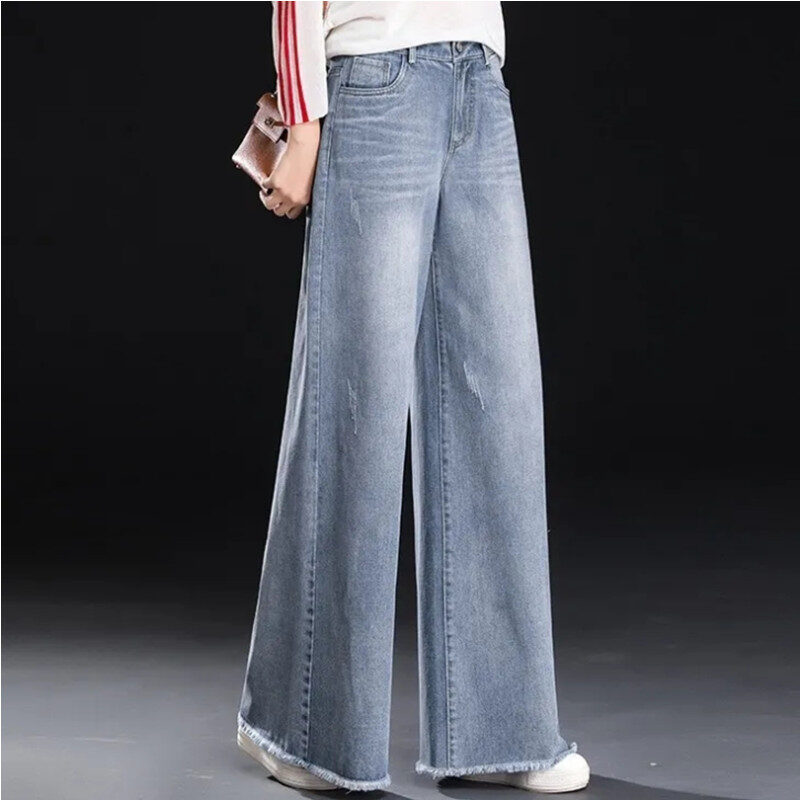 Raw Hem Wide Legs Jeans For Women Baggy