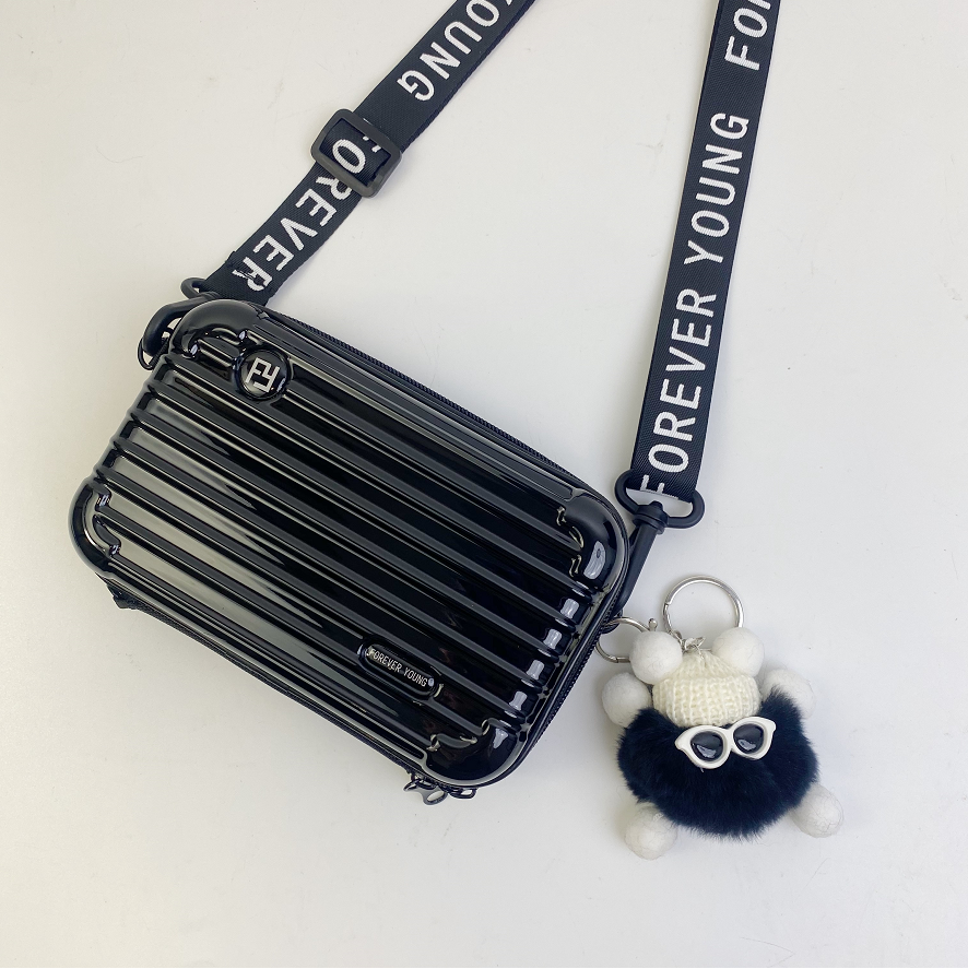 Mini Suitcase Bag With Cute Pompom Self Defense