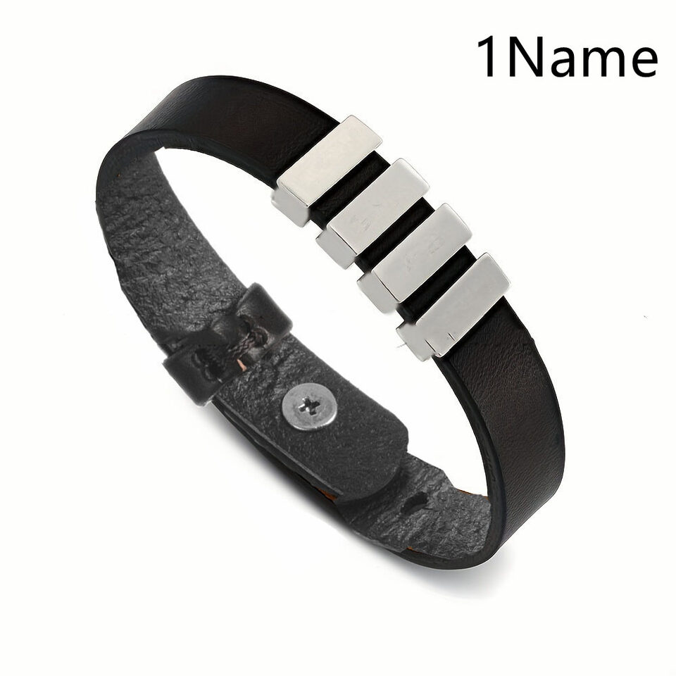 Family Names Bracelet For Men Personalized Engraved Stainless
