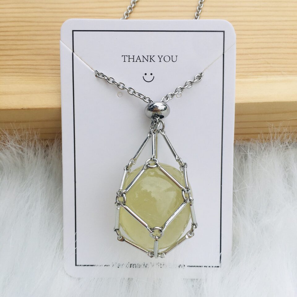 Fashion Jewelry Medium Natural Crystal Mesh Bag Bamboo