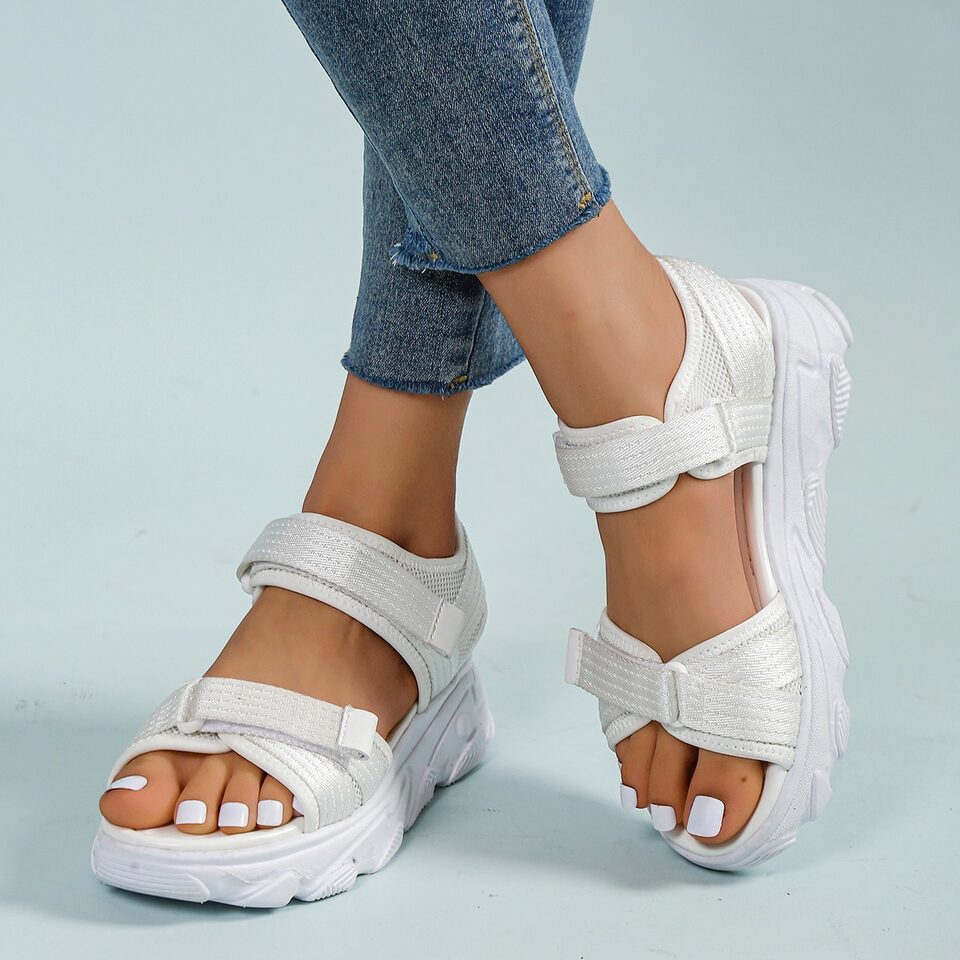 Women's Platform Round Toe Peep Velcro Casual Sandals