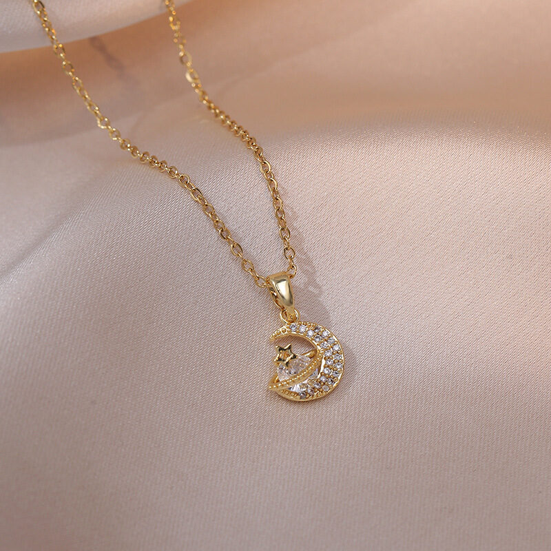 Fashion Jewelry Necklace Female Sweet Star Moon Zircon