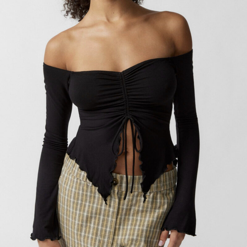 Two-wear Top Wooden Ear Edge Horn Sleeve Sexy