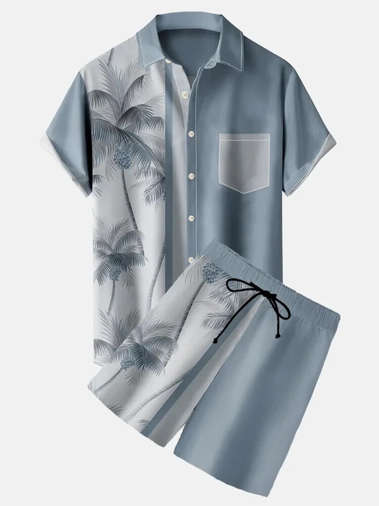 Lapel 3D Printed Casual Slim-fitting Type Short Sleeve
