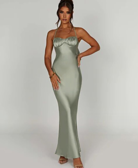 Hanging Neck Sexy Open Back Slim Fit Wrapped