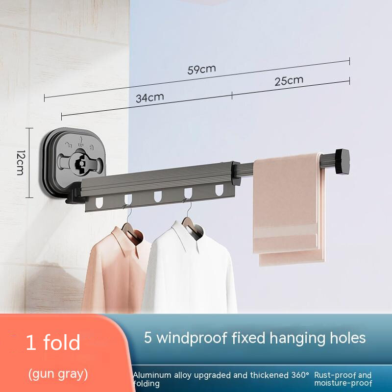 Suction Cup Folding Clothes Hanger Indoor Home Balcony