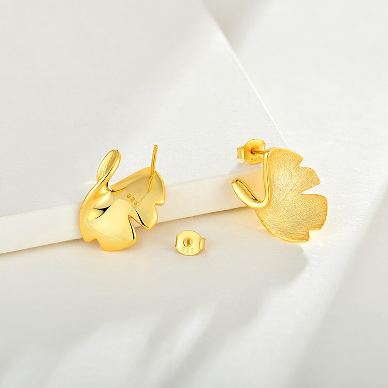 925 Sterling Silver Stud Earrings Female Plated 14k
