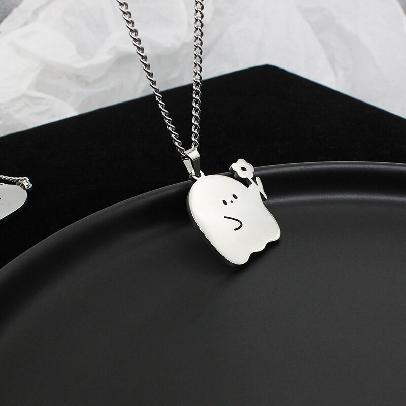 Stainless Steel Cute Ghost Couple Necklace Kawaii Animal