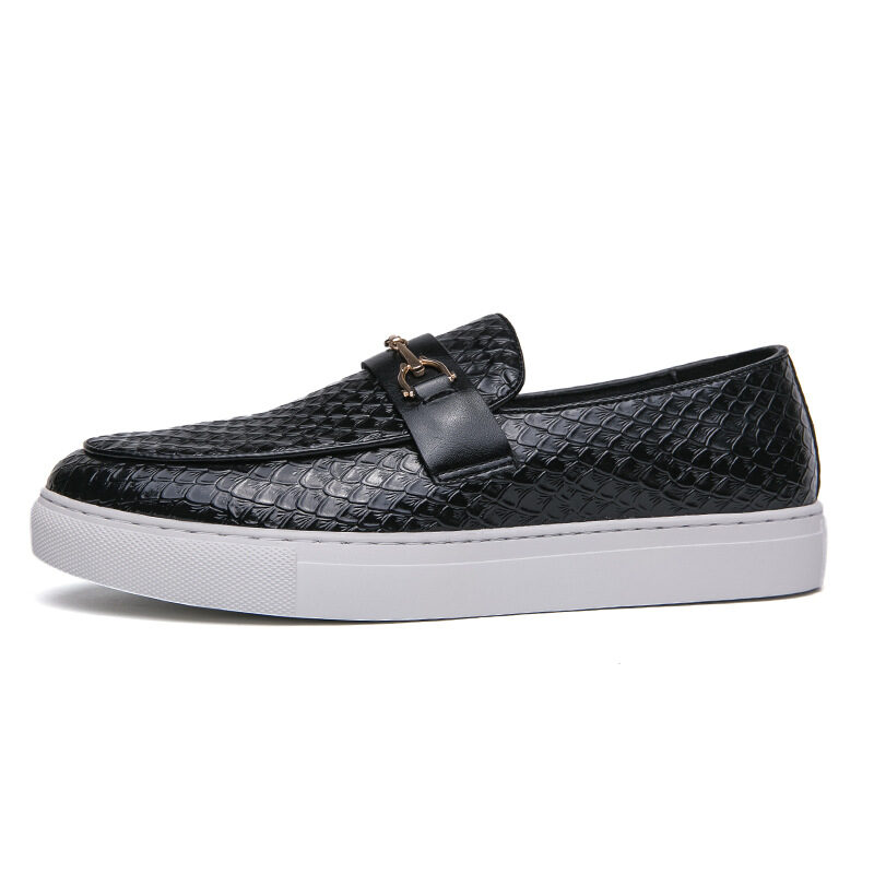 Double Pin Buckle Loafers Business Casual British Leather