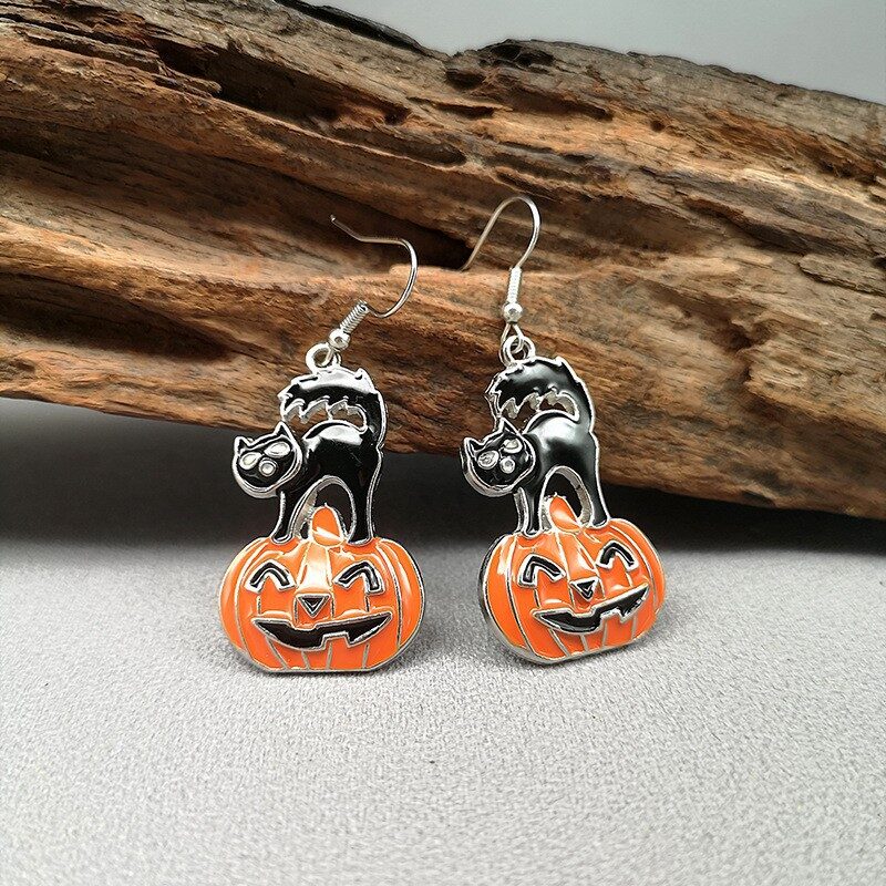 Halloween Funny Earrings Female Personality Ghost Pumpkin Bat