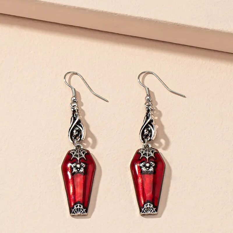 Halloween Earrings Ins Style Red Bat Spider Retro