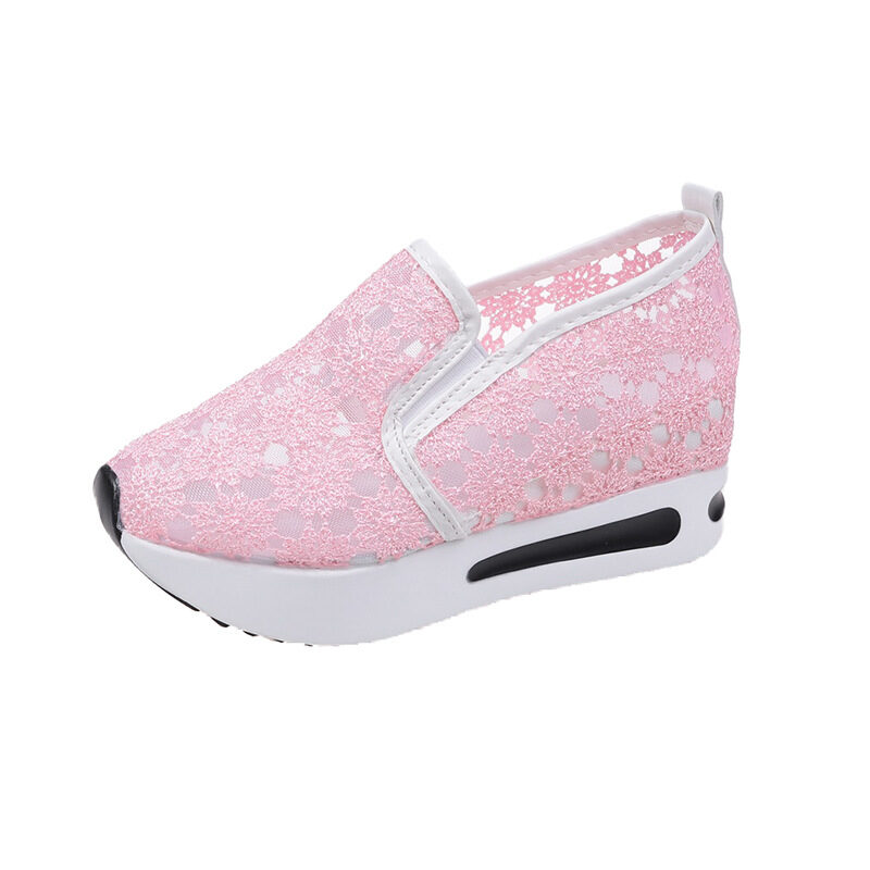 Lace Mesh Shoes Women Flats Inner Heightened Platform