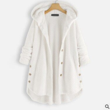 Women's Fashion Temperament Pure Color Hooded Double-sided Velvet