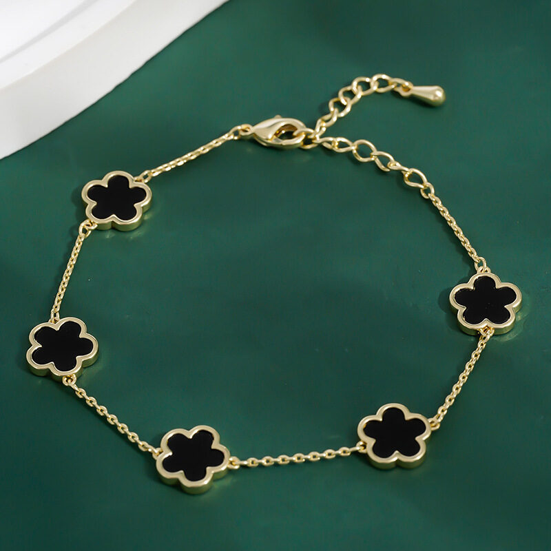Real Gold Plated Five Petal Flower Bracelet