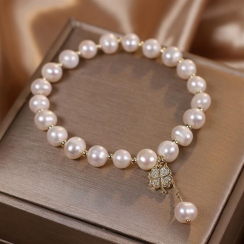 Natural Freshwater Pearl Bracelet Light Luxury Four-leaf Clover