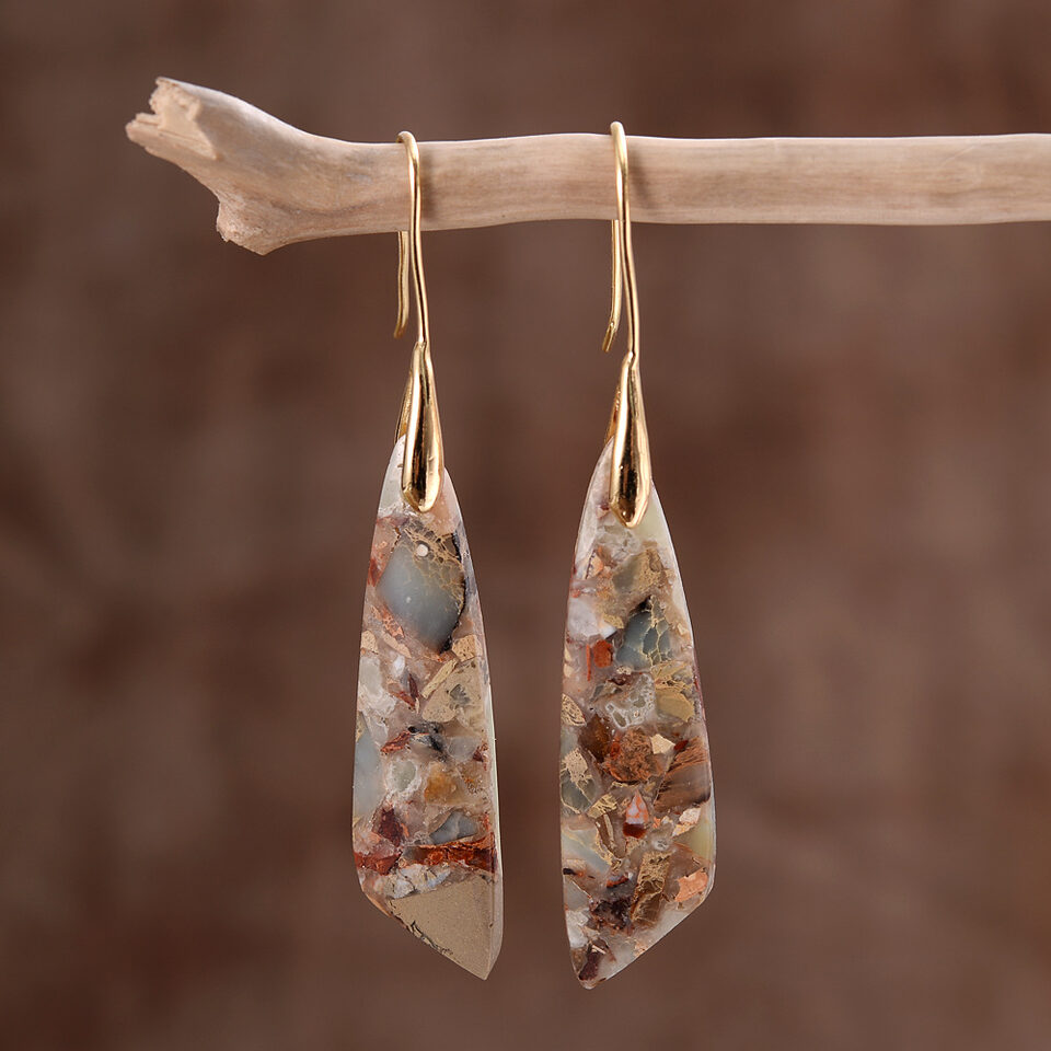 Bohemian Emperor Stone Geometric Pendant Earrings