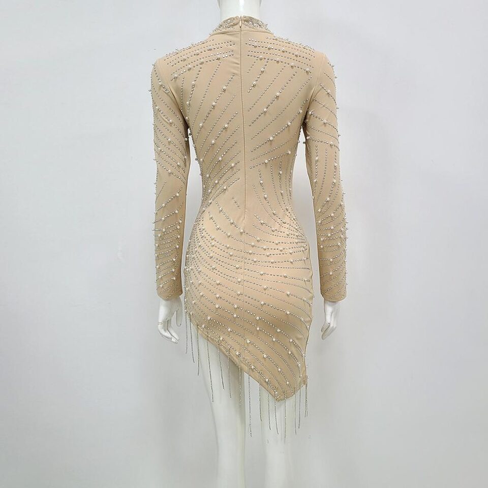 Heavy Industry Pearl Rhinestone Stretch Side Seam Tassel