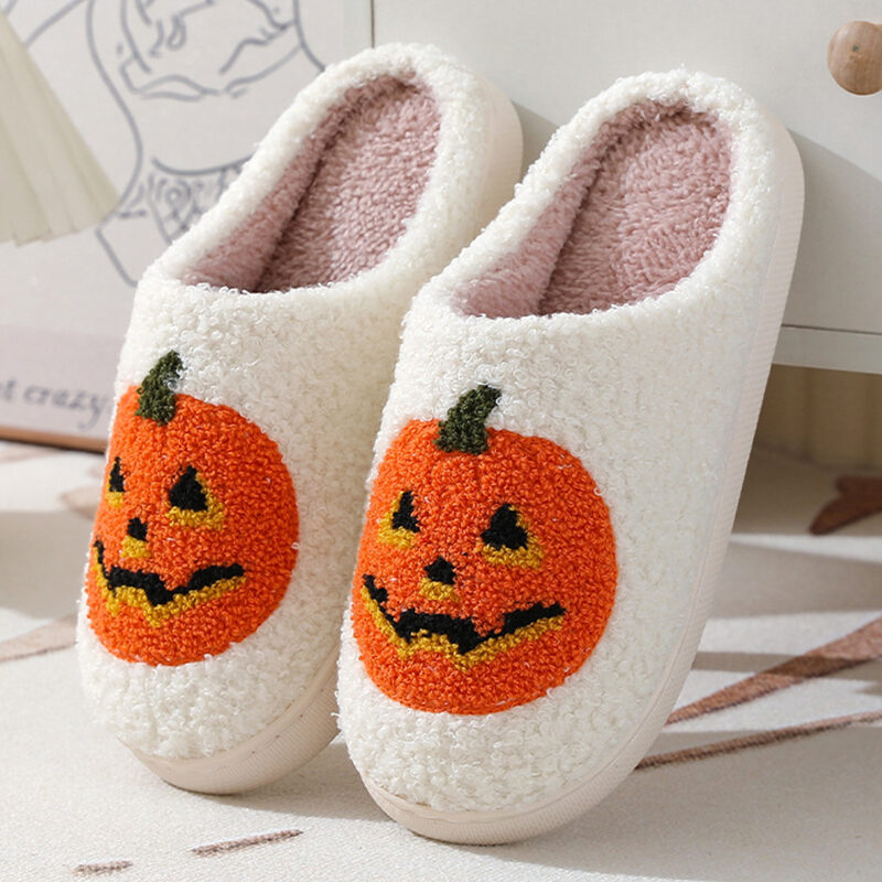 Halloween Pumpkin Cartoon Slippers Warm Winter Men