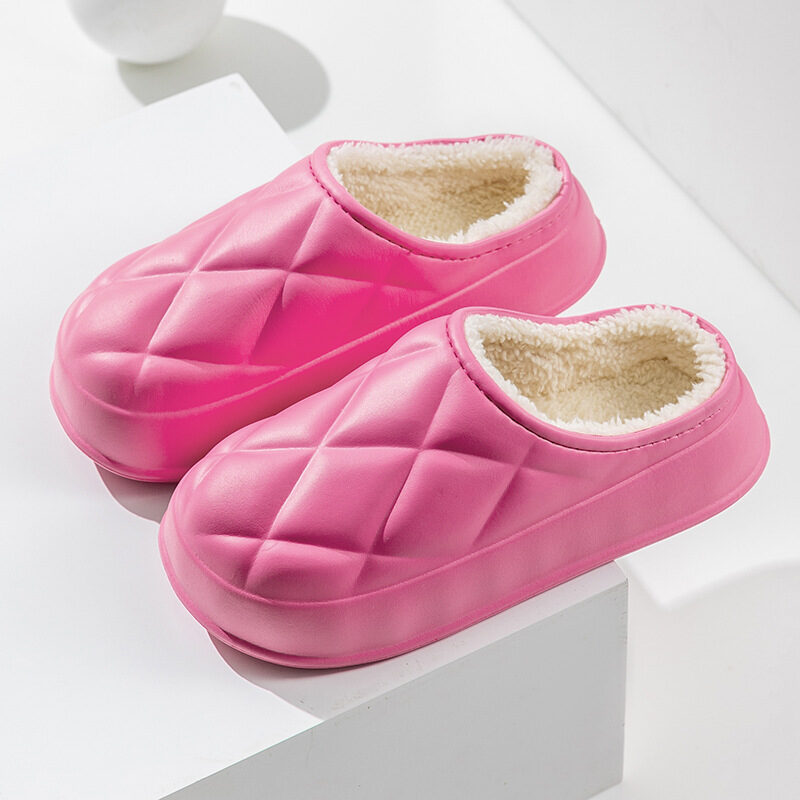 Winter Plush Slippers Women's Indoor Outdoor Fashion Rhombus