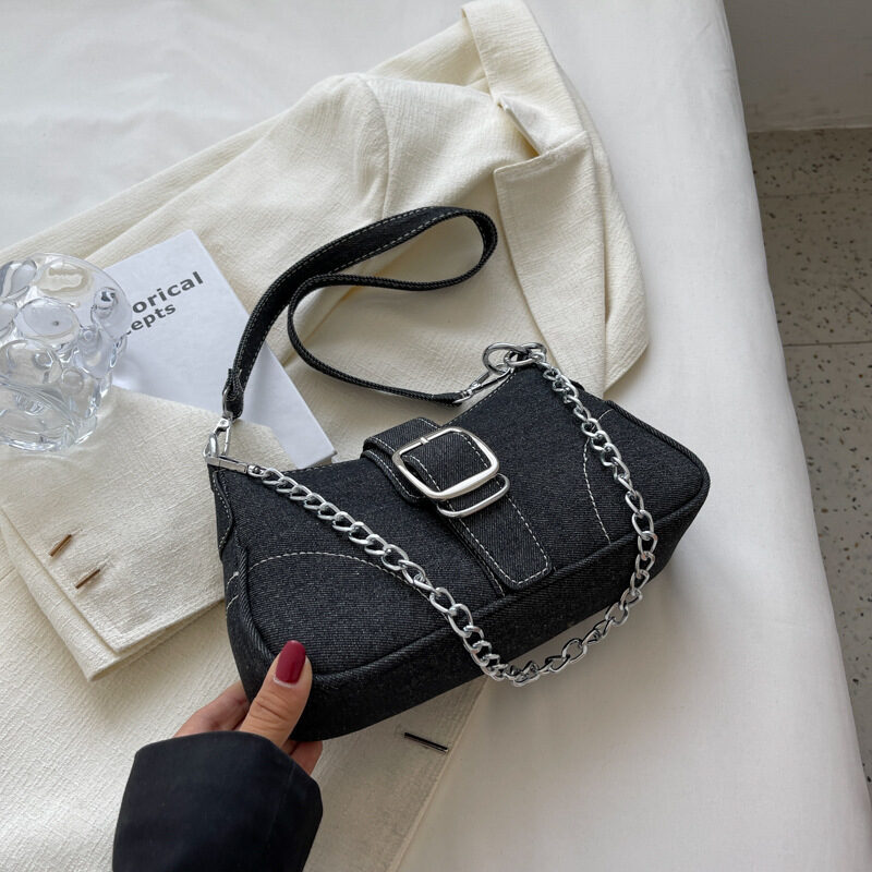 Denim Shoulder Bags Women's Fashion Chains Handbag Crossbody