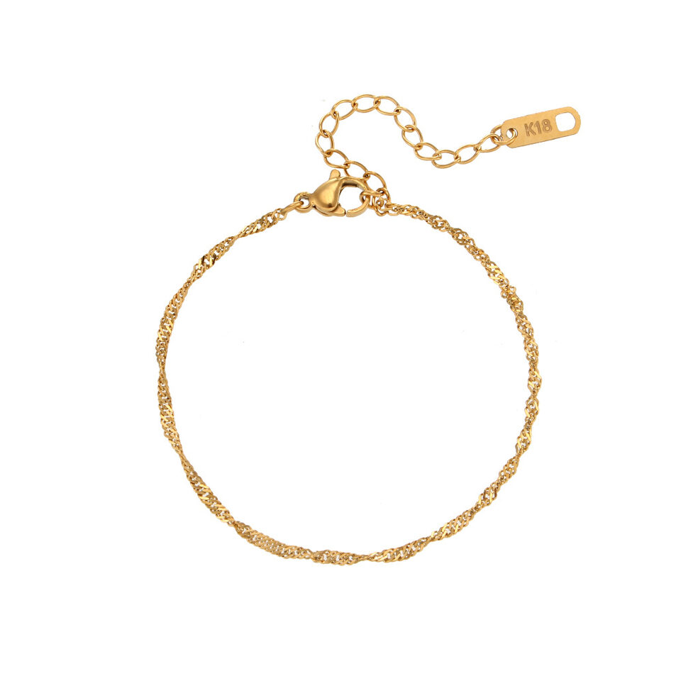 Clavicle Chain Stainless Steel Plated 18K Water Wave