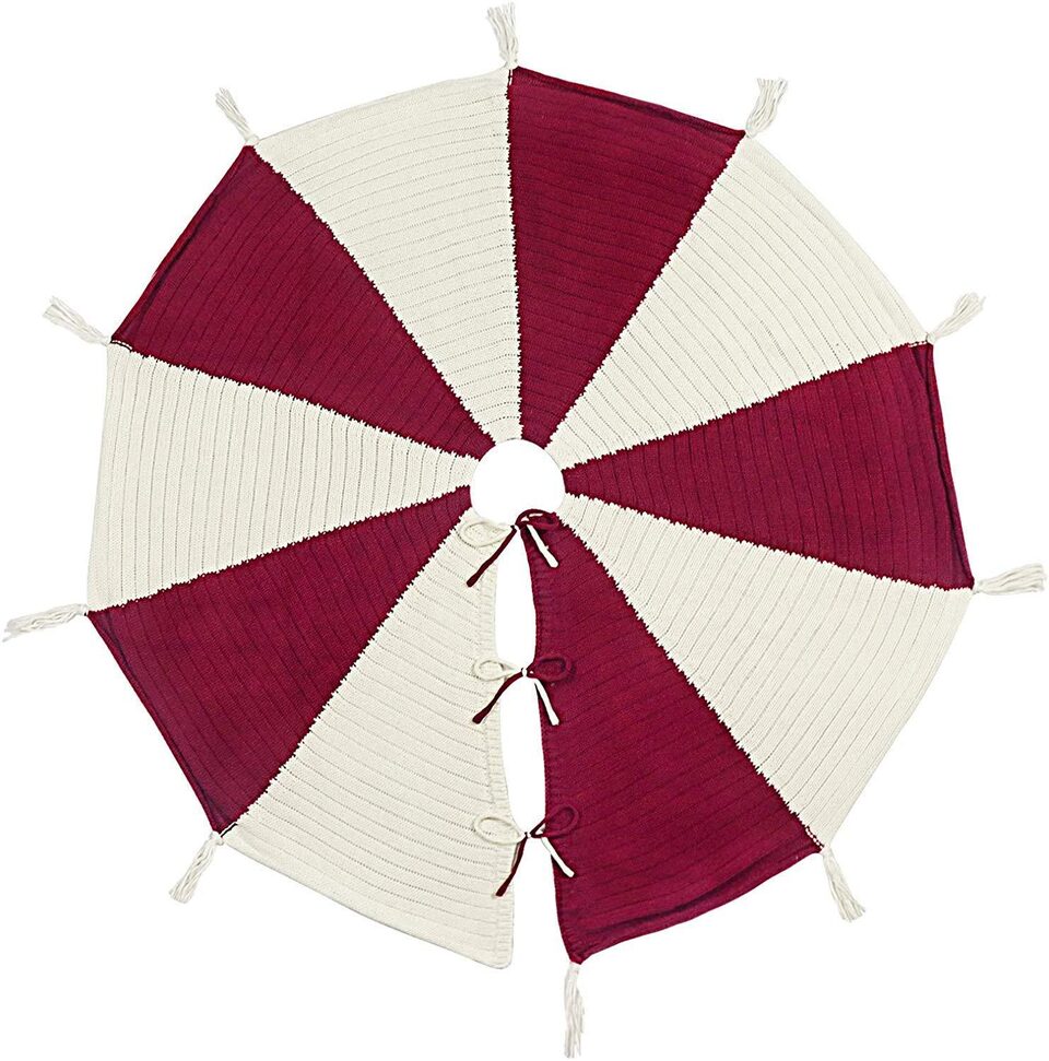 Christmas Tree Bottom Decoration Red And White Tassel