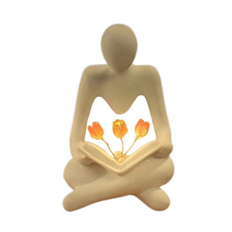 Nordic Abstract Thinker Statue Lights Creative Reader Tulip