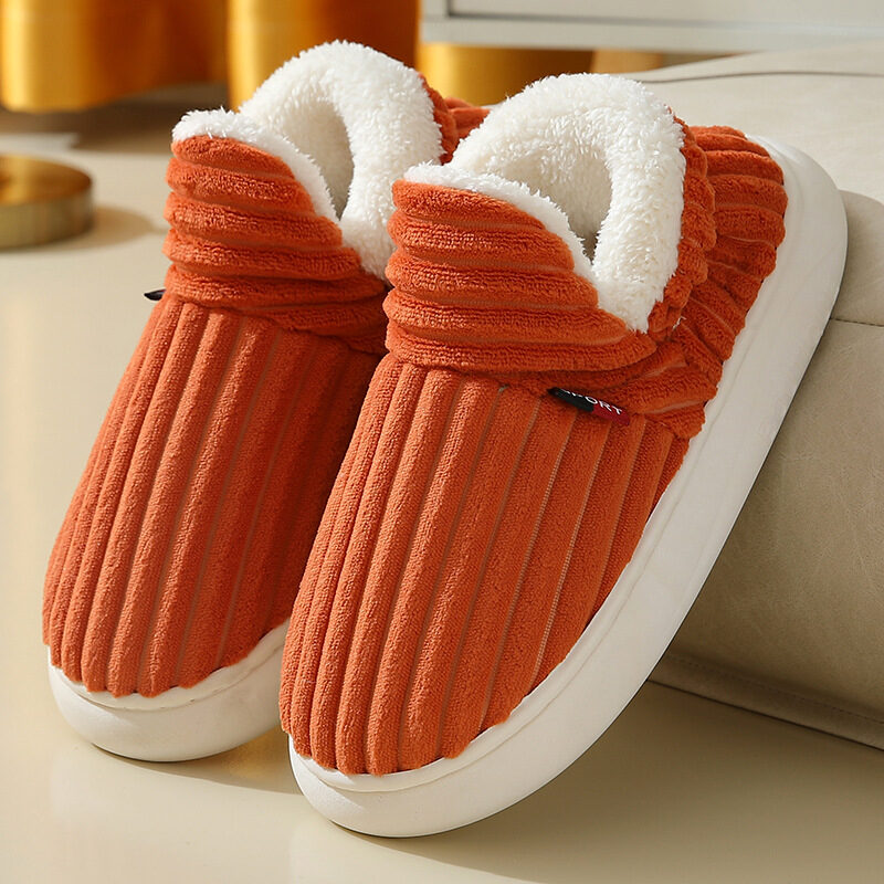Winter Plush Home Shoes Fashion Solid Color Stripes