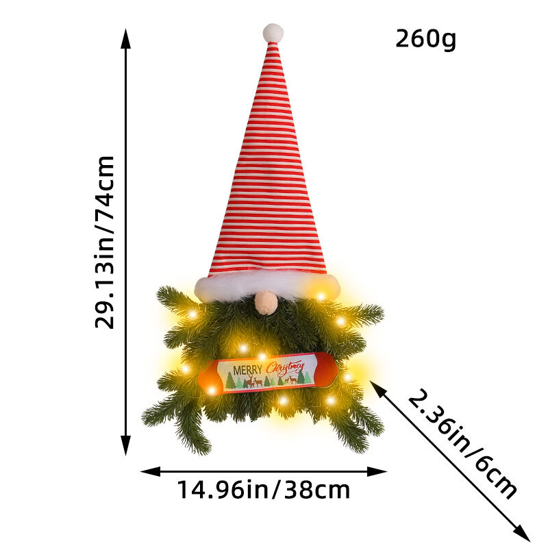 Glowing Christmas Wreath Upside Down Tree Stripes