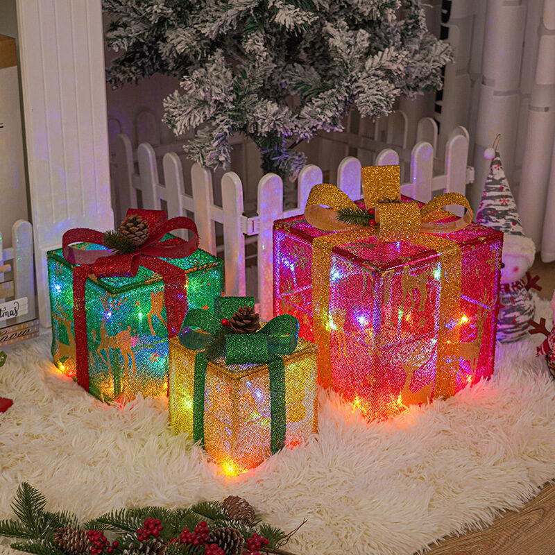 Lighted Up Outdoor Christmas Decorations Luminous Gift Box