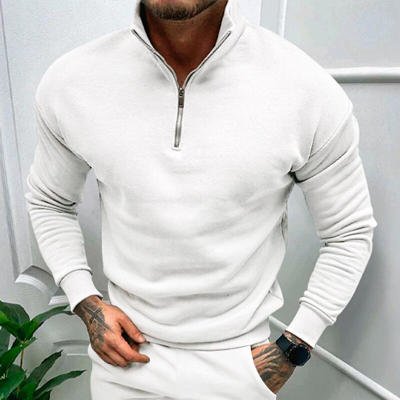 Solid Color Zipper Sweatshirt Men's Autumn And Winter