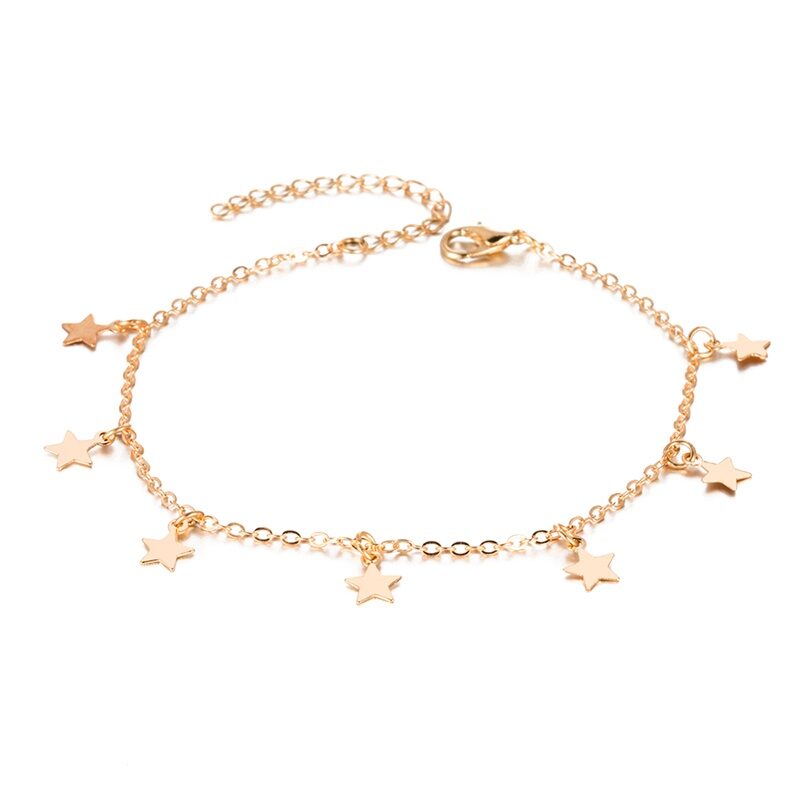 Double-layered anklet Retro beach ball chain heart-shaped
