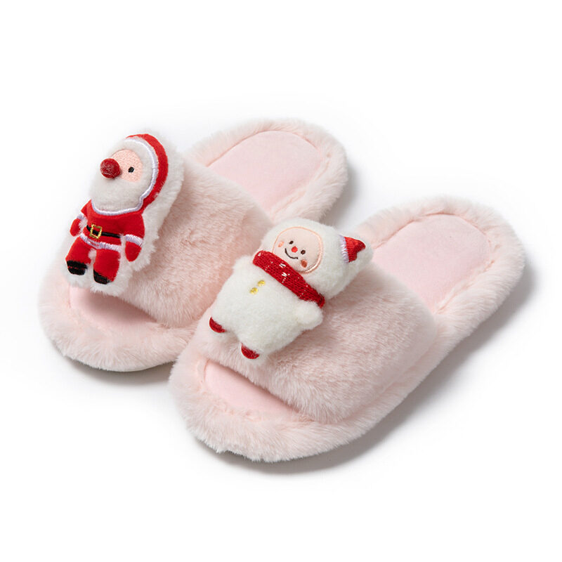 Christmas Shoes Ins Santa Claus Open-toe Cotton Slippers
