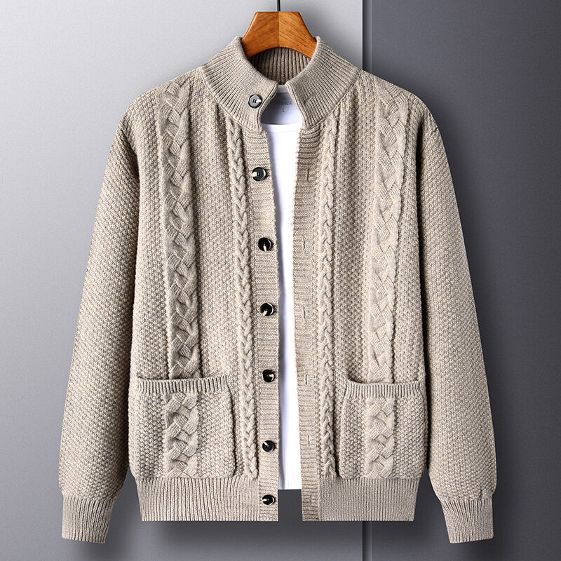 New Single-breasted Sweater With Pockets Fashion Jacquard Loose-fitting