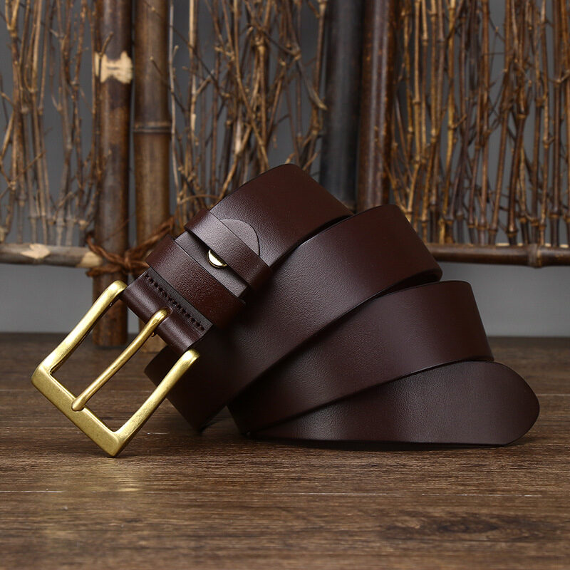 Men's Leather Pin Buckle First Layer Cowhide Simple