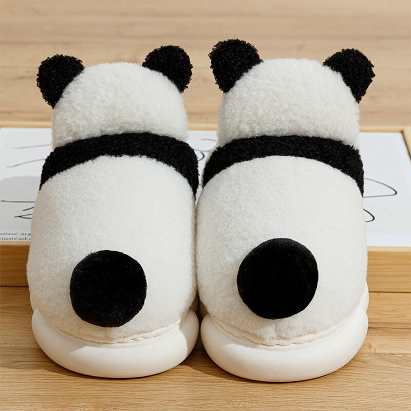 Cute Panda Shoes Winter Plush Slippers Women Warm