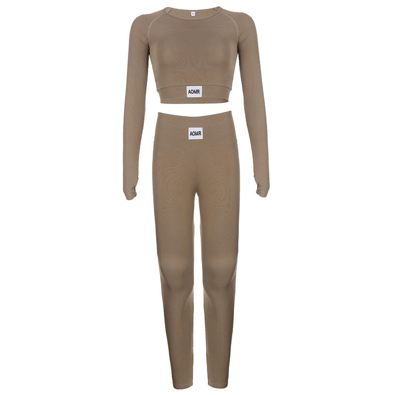 Solid Color Letter Zhang Zi Round Neck Long