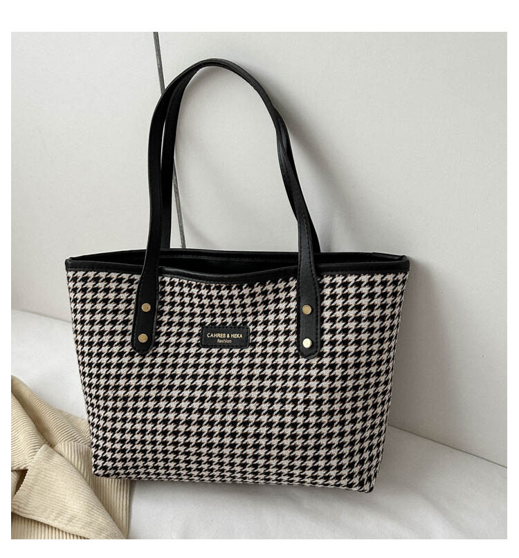 Houndstooth Shoulder Bag Winter Fashion Commuting Handbags WOmen