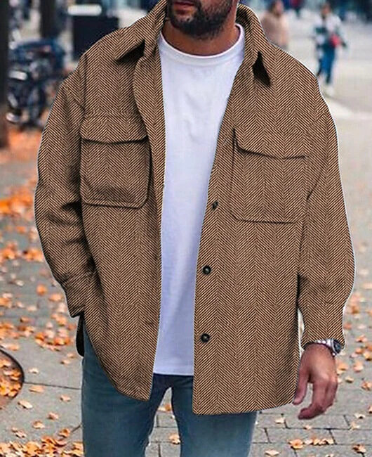Coat Men Polo Collar Top Fashion Work Clothes