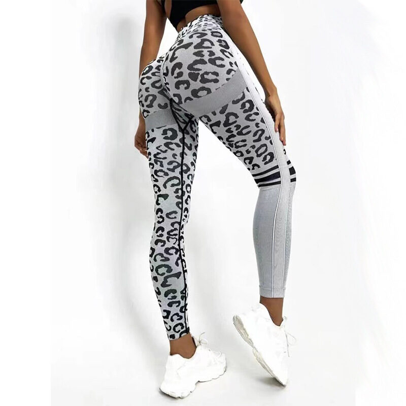 Chemical Fiber Blend Leopard Print Yoga High Waist