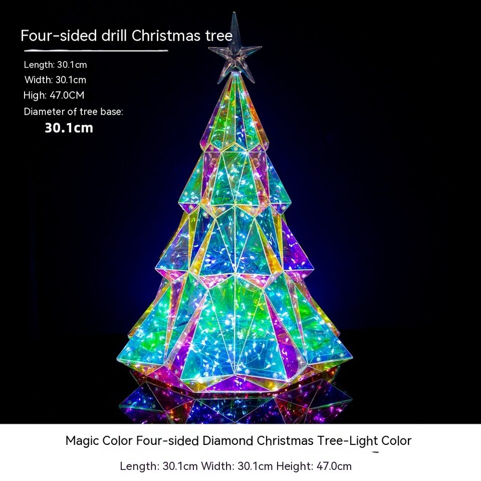 Colorful Christmas Tree Four-sided Diamond Luminous Decorative Ornaments