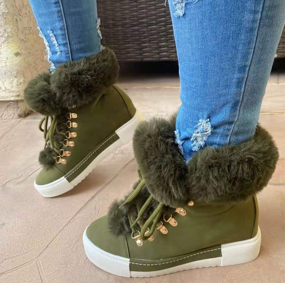 Lace-up Boots Cute Thick Sole Heighten Non Slip