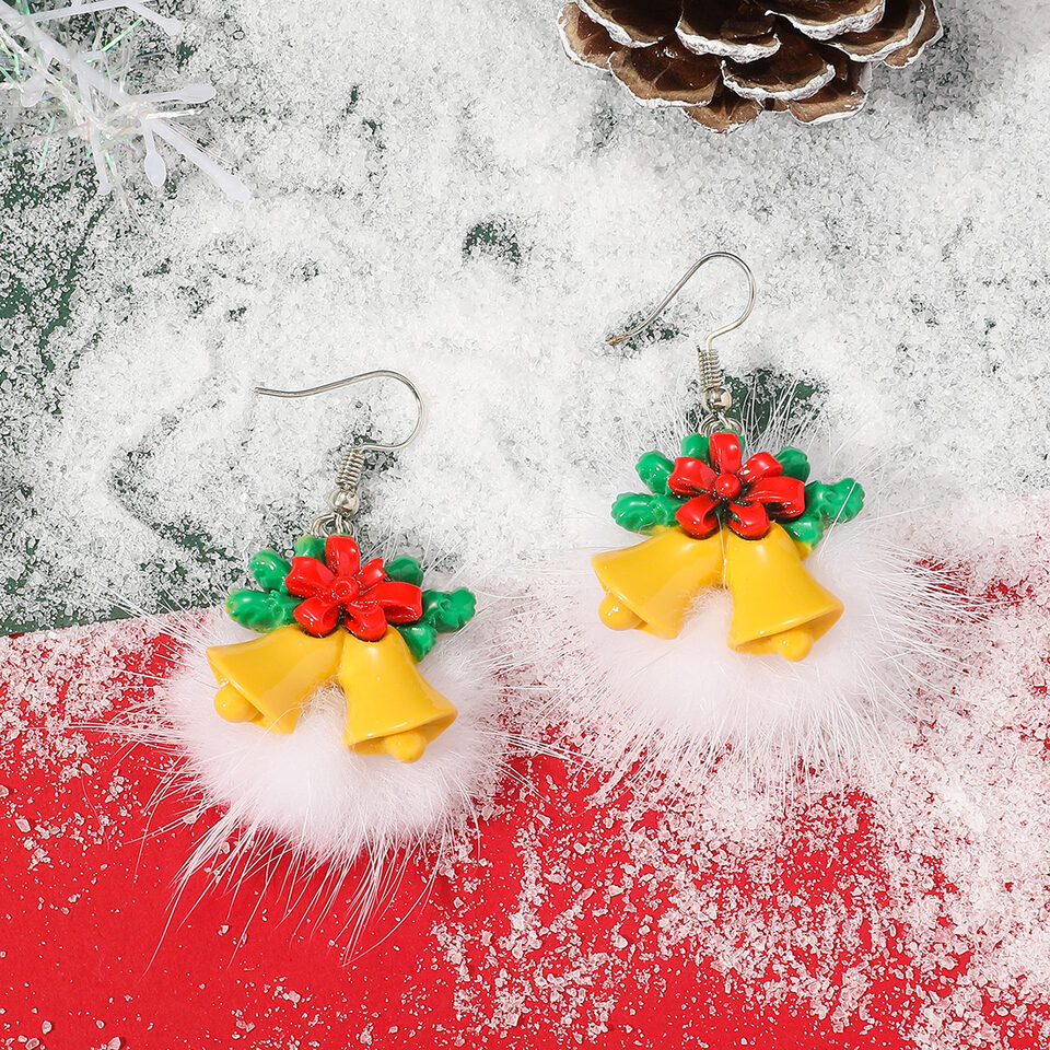Winter Snowflake Hair Ball Earrings Ins Cute Christmas