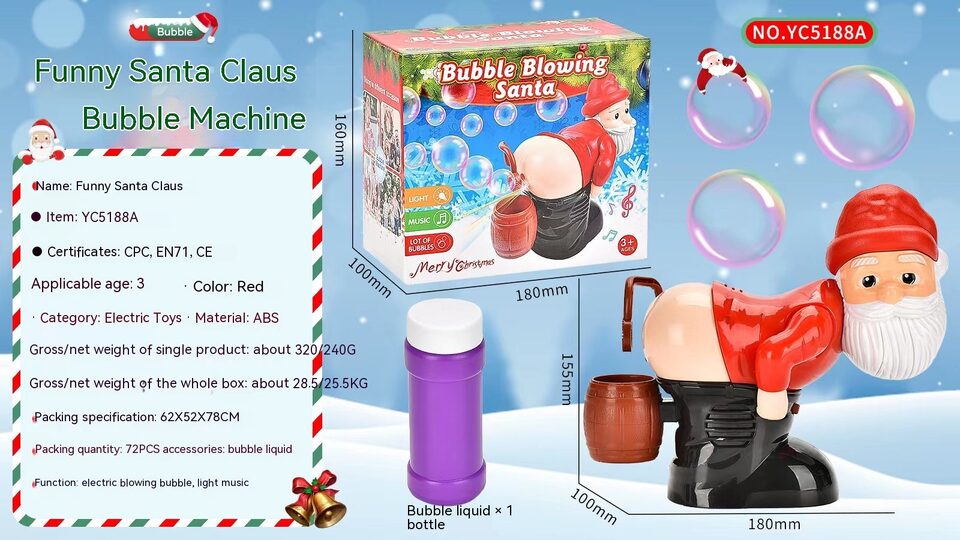 Electric Santa Claus Bubbles Machine Blowing Music Light