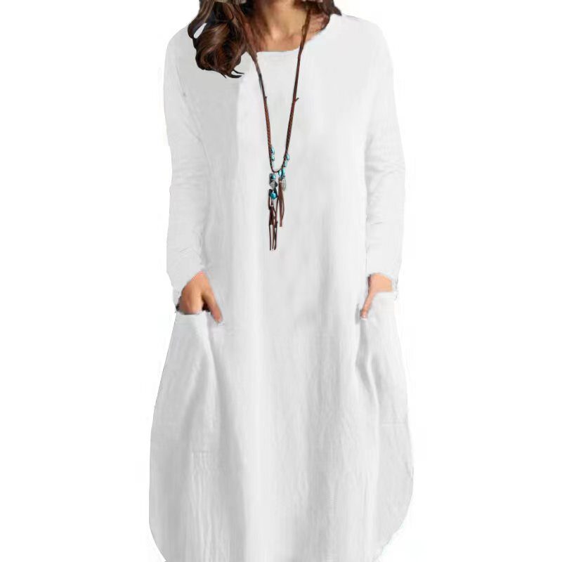 Women's Autumn Cotton And Linen Loose Casual Solid