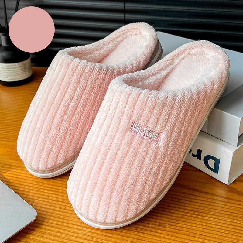 Solid Color Simple Cotton Slippers Winter Non-slip Home