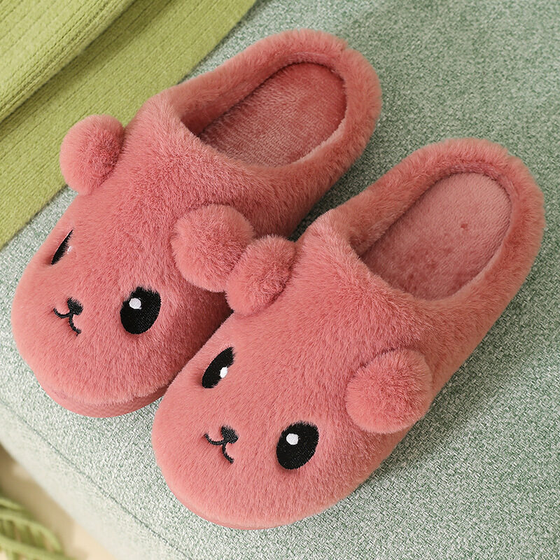 Cute Cartoon Cotton Slippers For Women Winter Warm