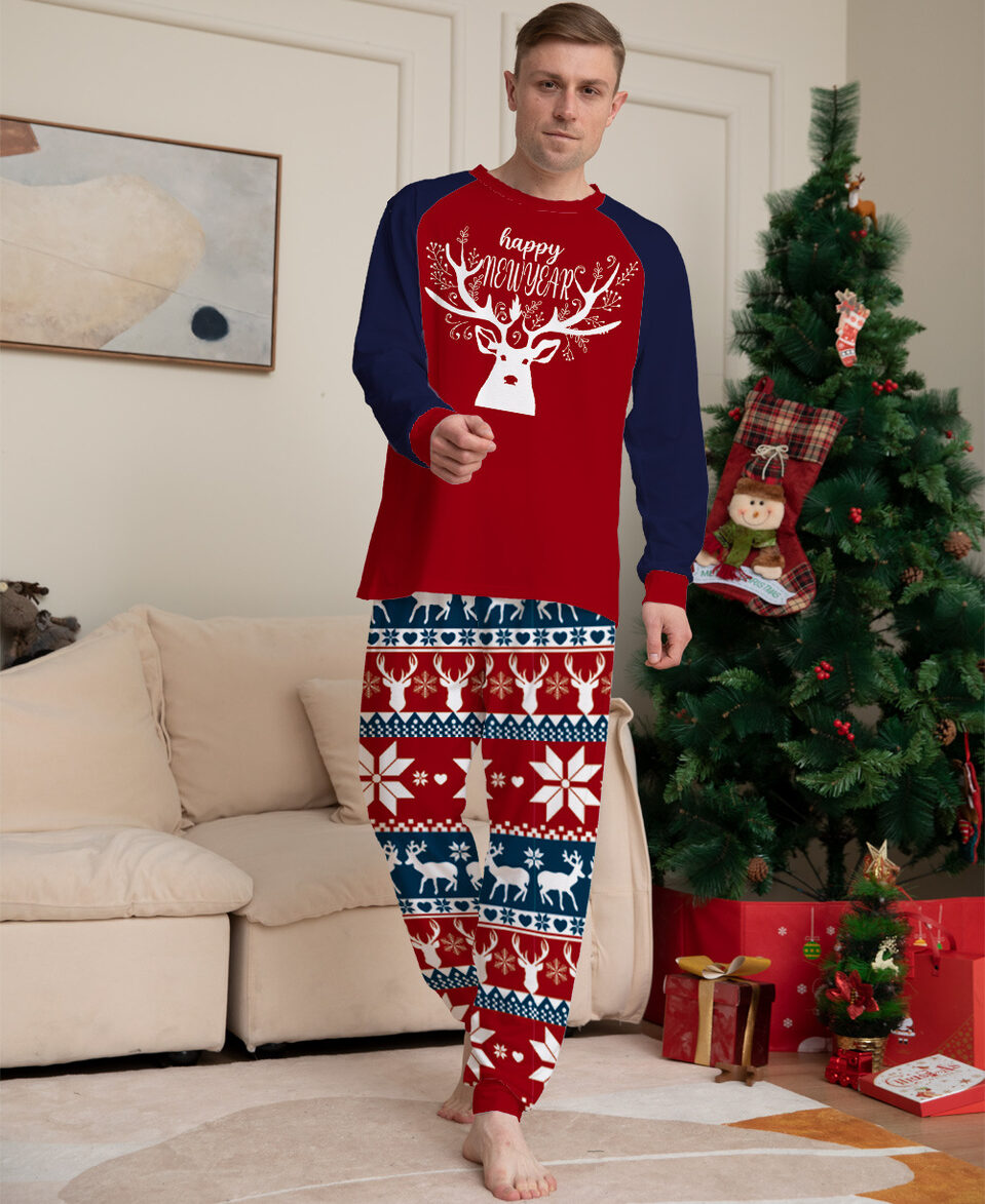 Color Matching Elk Christmas Parent-child Wear Homewear Pajamas