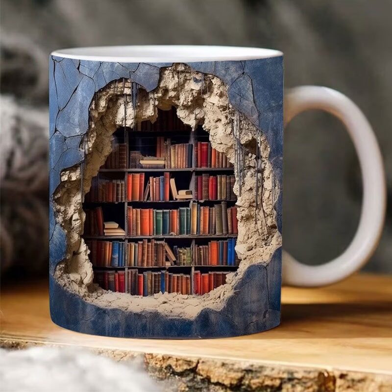 3D Bookshelf Mug Creative Ceramic Water Cup